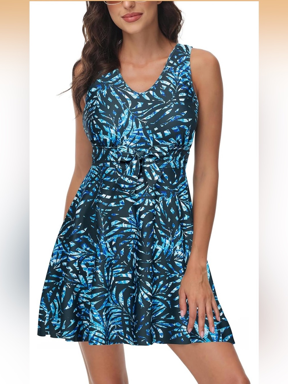 Two Piece Swimsuit Tummy Control Back Cross Flowy Swimdress XL. 2513/bb13-1